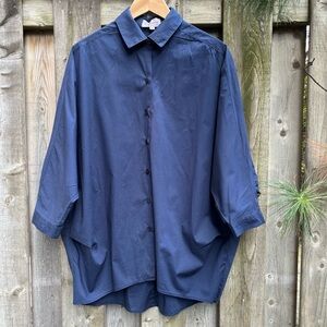 Francois Beauregard Oversize Cocoon Navy Blue Shirt Cotton